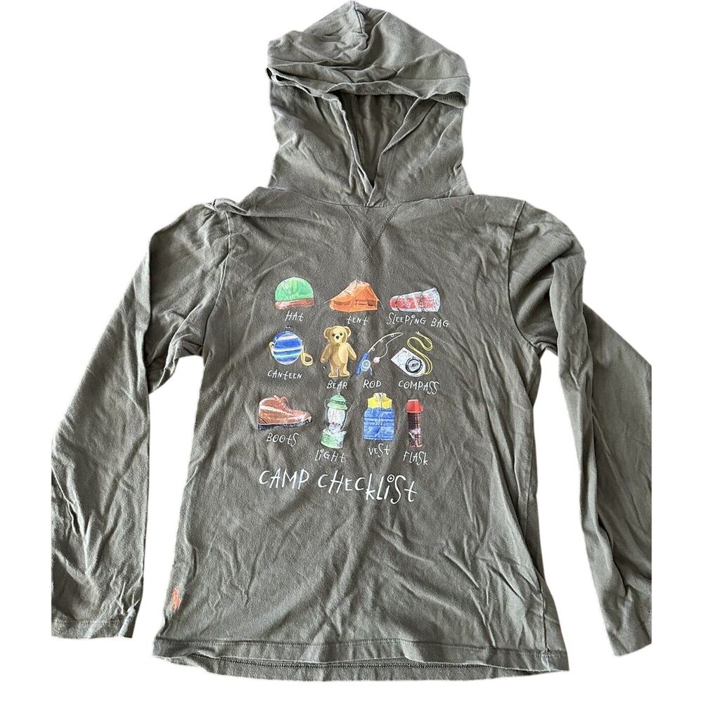 Polo Ralph Lauren, Hooded T-Shirt Green YL (14-16) Orange Pony Camping Checklist